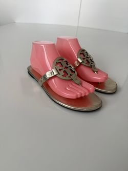 Tory Burch Miller Metallic Wrinkled Gold Leather Sandals Flip Flop Women’s 8 M Original