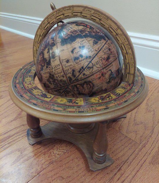 Vintage BEAUTIFUL Italian Wooden Zodiac Globe