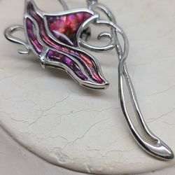 WATERCOLOR ABALONE SHELL BROOCH 