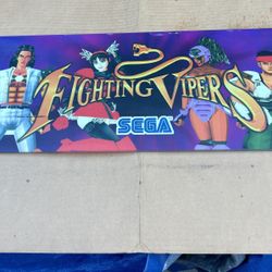 Original Sega Fighting Vipers Glass Arcade Video Game Marquee 