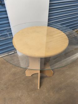 Glass Tabletop Wooden Table