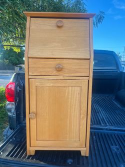 solid pine secretary desk 39" x 19" x 11" cabinet storage shelf shelves