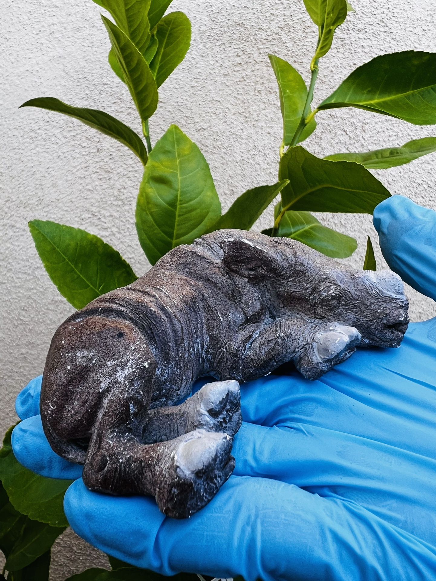 Baby Rhino Replica Small Sculpture Statue Animal Collectible