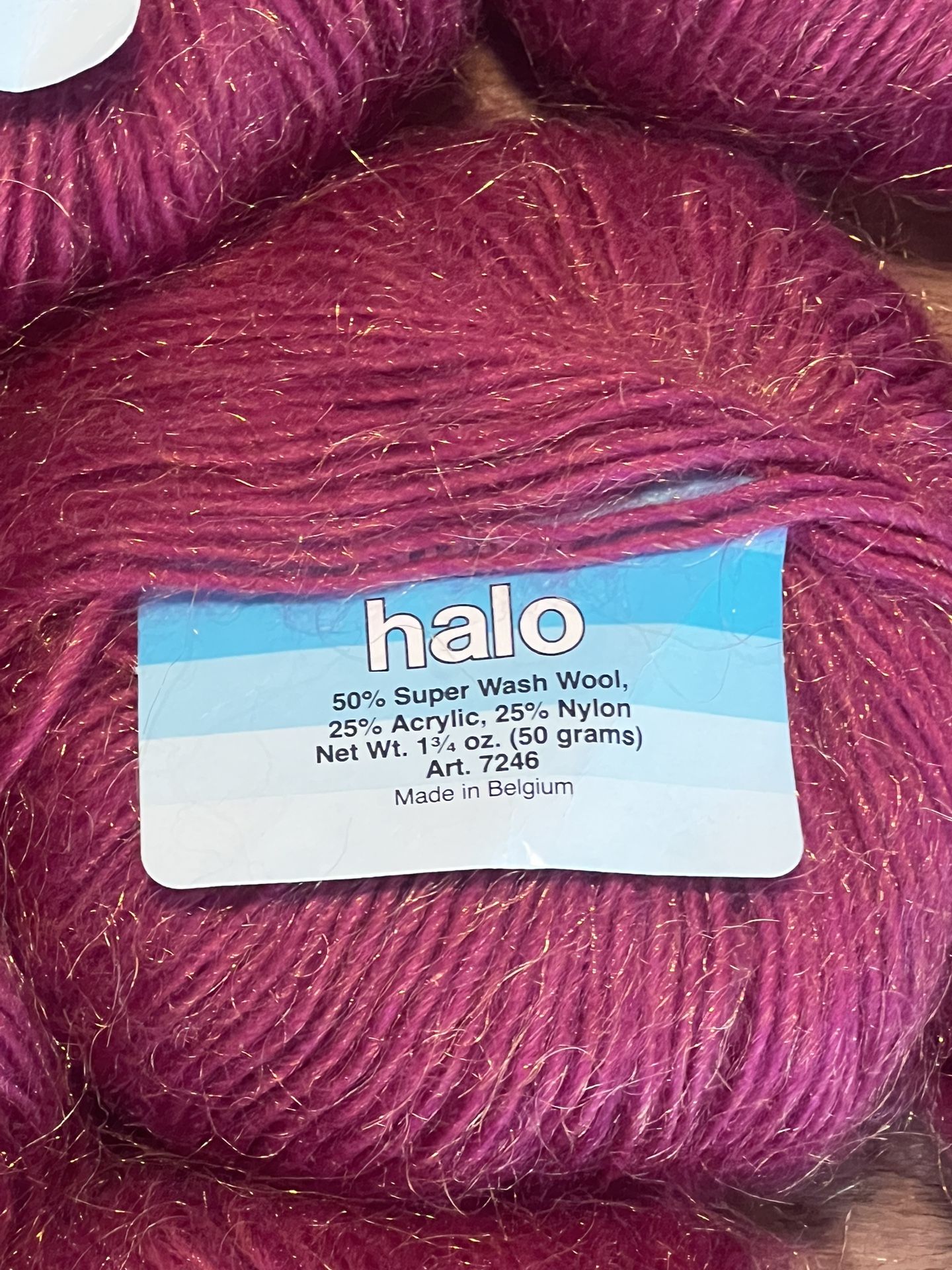 Yarn Bucilla HALO Wool / Acrylic / Nylon Balls Crafts Maroon with gold shimmer