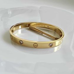Love Bangle With Zirconia Stone Unisex Bracelet 
