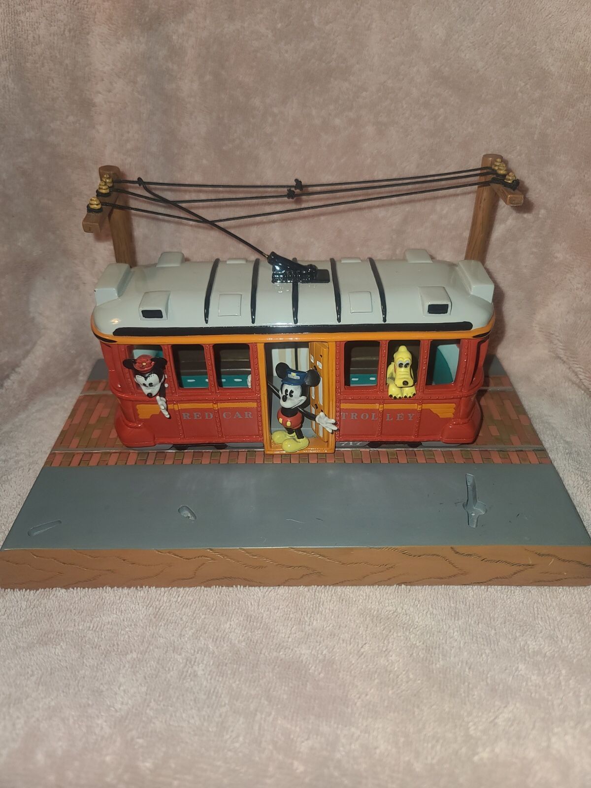Disney California Adventure Buena Vista Red Car Trolley Figurine