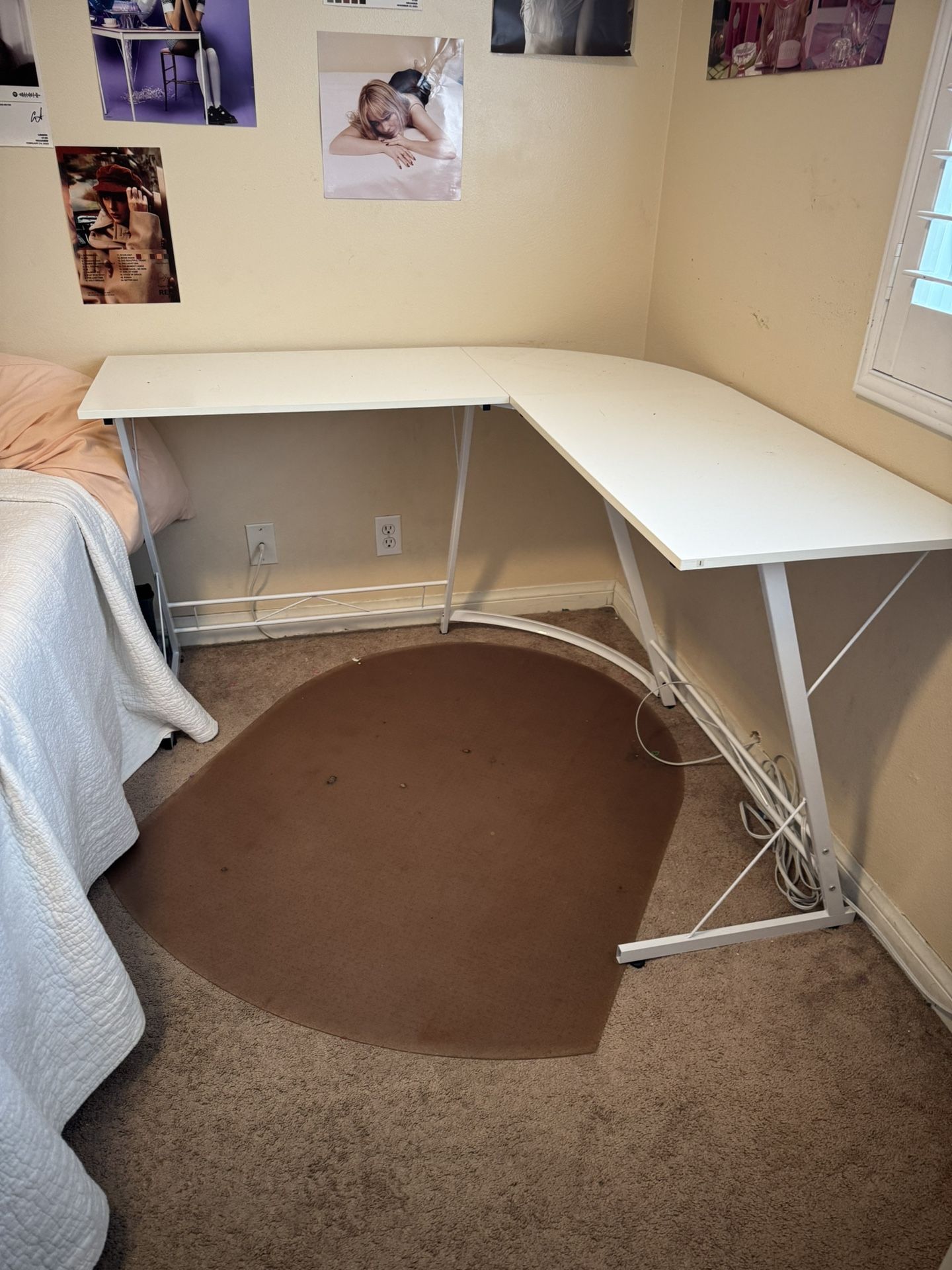 Corner L Shaped Gaming Computer White Desk