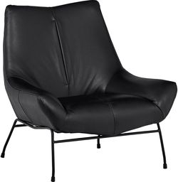 37.4" (W) Modern Leather Metal Leg Accent Lounge Chair, Black