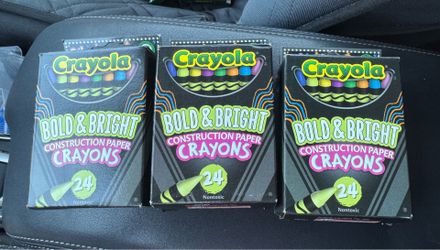 Brand New Lot of 3: Crayola Bold & Bright Construction Paper Crayons