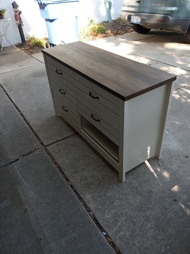 Dresser/51 X 18 X 31 Inches/ Beige Laminate With Brown Top 