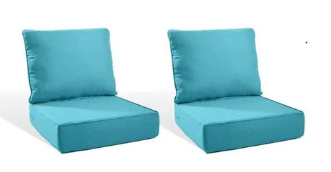 PlushCore Outdoor Patio Chair Cushions 4-Piece Set 22” x 24” x 6” Light Blue