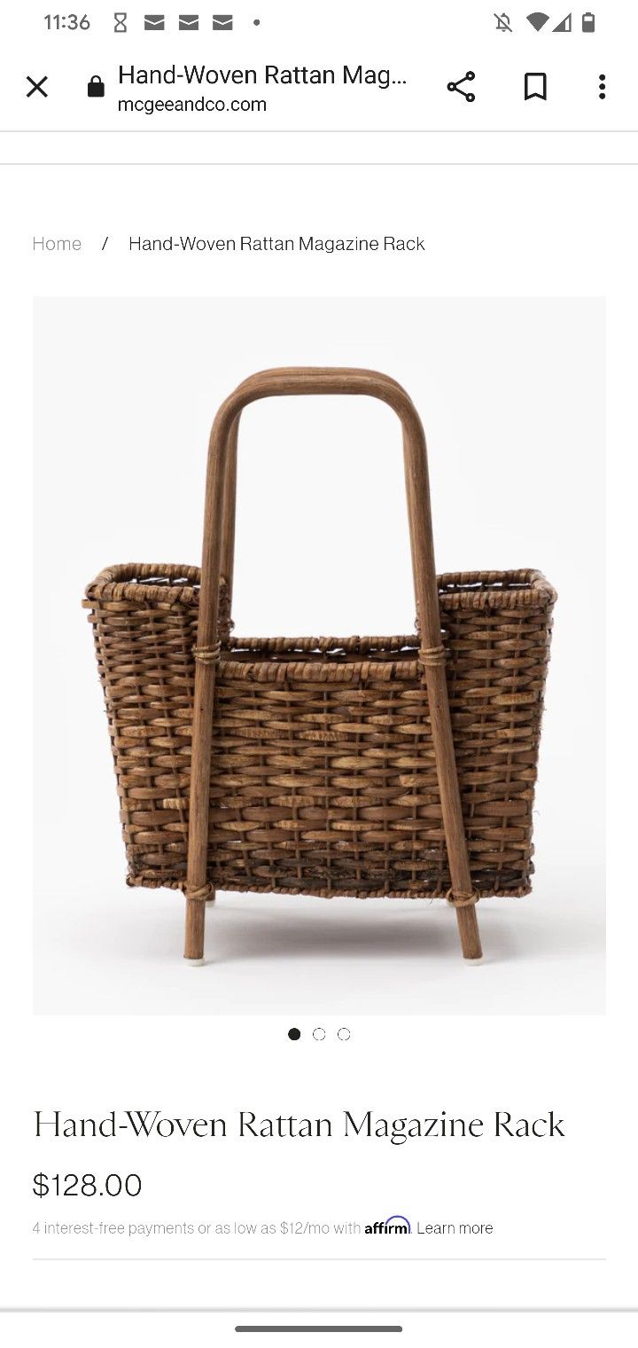 McGee And Co Magazine Basket With Handles