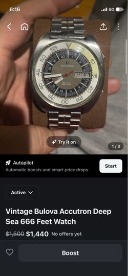 Vintage Bulova Accutron Deep Sea 666 Feet Watch