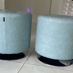 Modern Designer Tahari Swivel Accent Ottomans – Set of 2