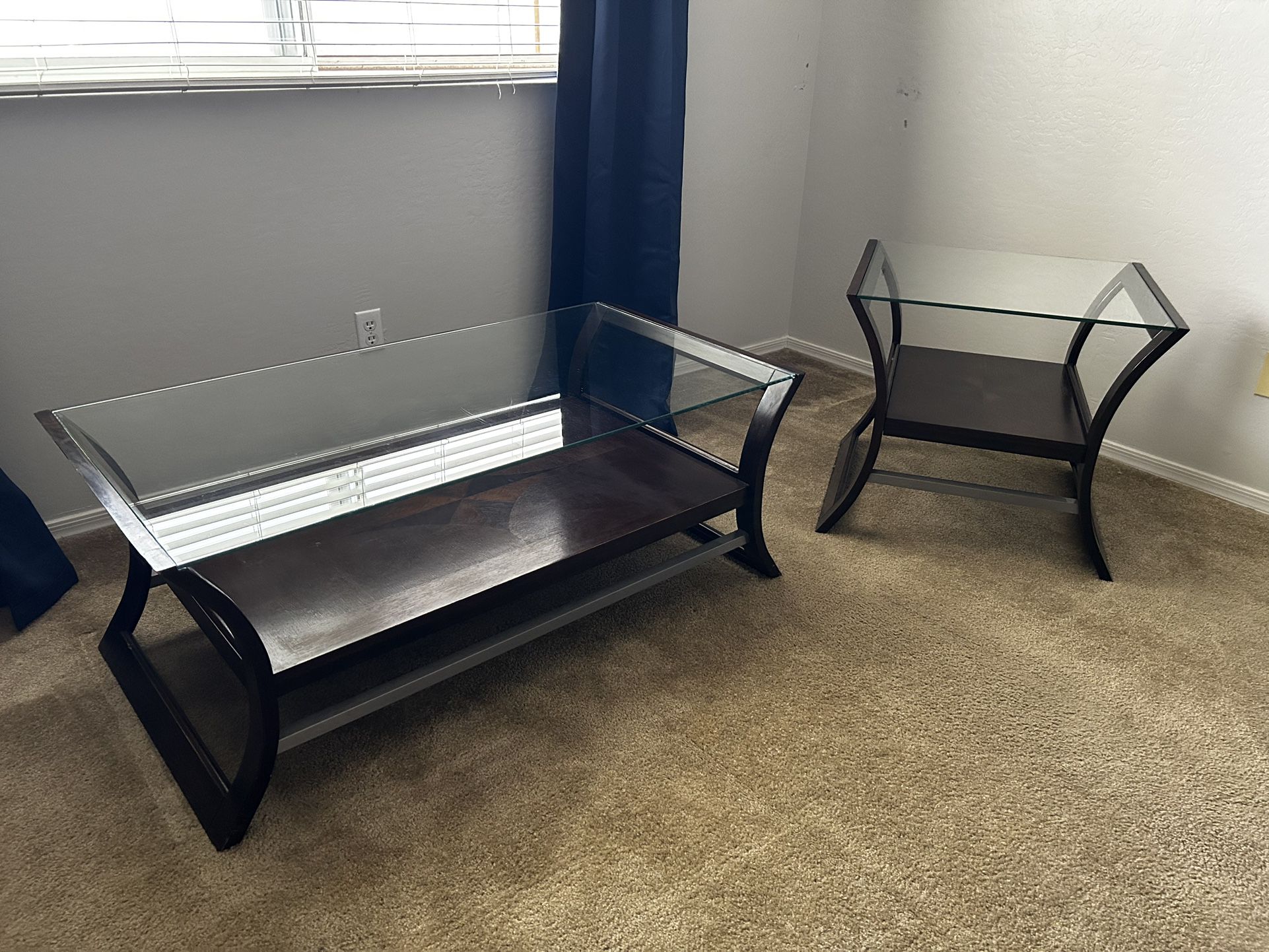 Glass Coffee Table With Matching End Table