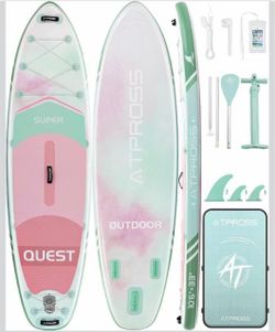 R4) 10'6''x33''Inflatable Stand Up Paddle Board, 400lbs Extra Wide Stand Up Paddleboard with Kayak Seat, Anti-Slip EVA Deck Premium SUP Accessories Ki
