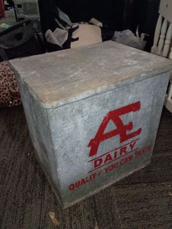AE Dairy Vintage Galvanized Metal Milk Box