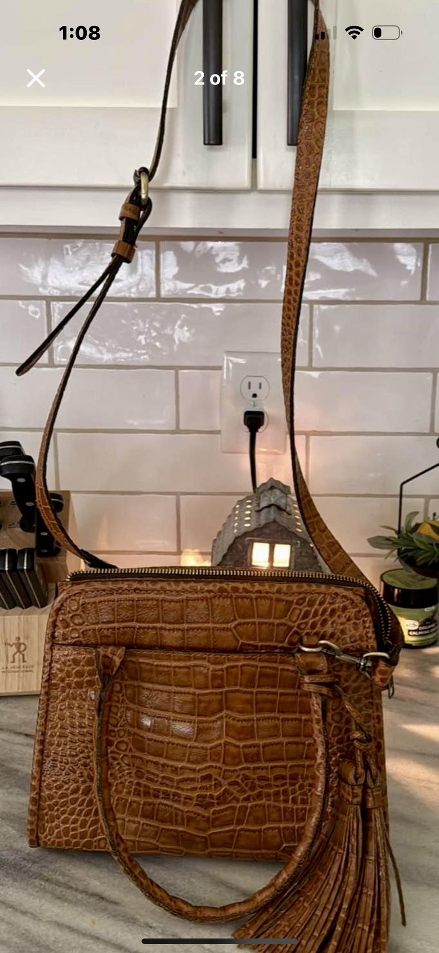 NWOT Vintage Patricia Nash Paris Leather hand bag Convertible Satchel-crossbody