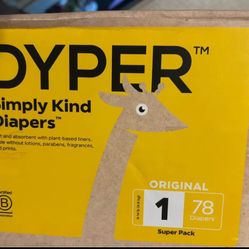 New Dyper Brand Diapers Sz 1 Box 