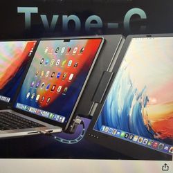 Brand New 15.6" Laptop Screen Extender, 1080P FHD IPS Portable Monitor, One Cable USB-C Triple Monitor, Dual Travel Screen for 12"-17" Laptops, 360° R