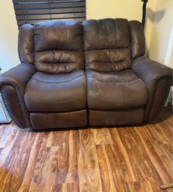 Brown double reclining love seat  sofa
