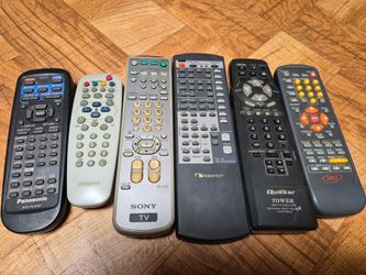 REMOTES. 6 remotes. PANASONIC, SONY, PHILIPS, NAKAMICHI, QUASAR, MIDI.