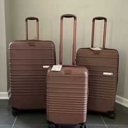 50% OFF 3-Piece BÉIS Luggage Hard Shell Suitcase Set – Maple Brown 