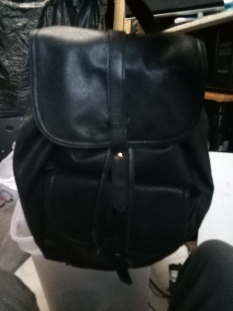 Black Leather Backpack/ Bag