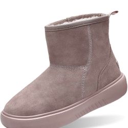Womens Winter Fur Lined Suede Ankle Snow Boots - Skid Proof and Comfortable for Outdoors size 9.5