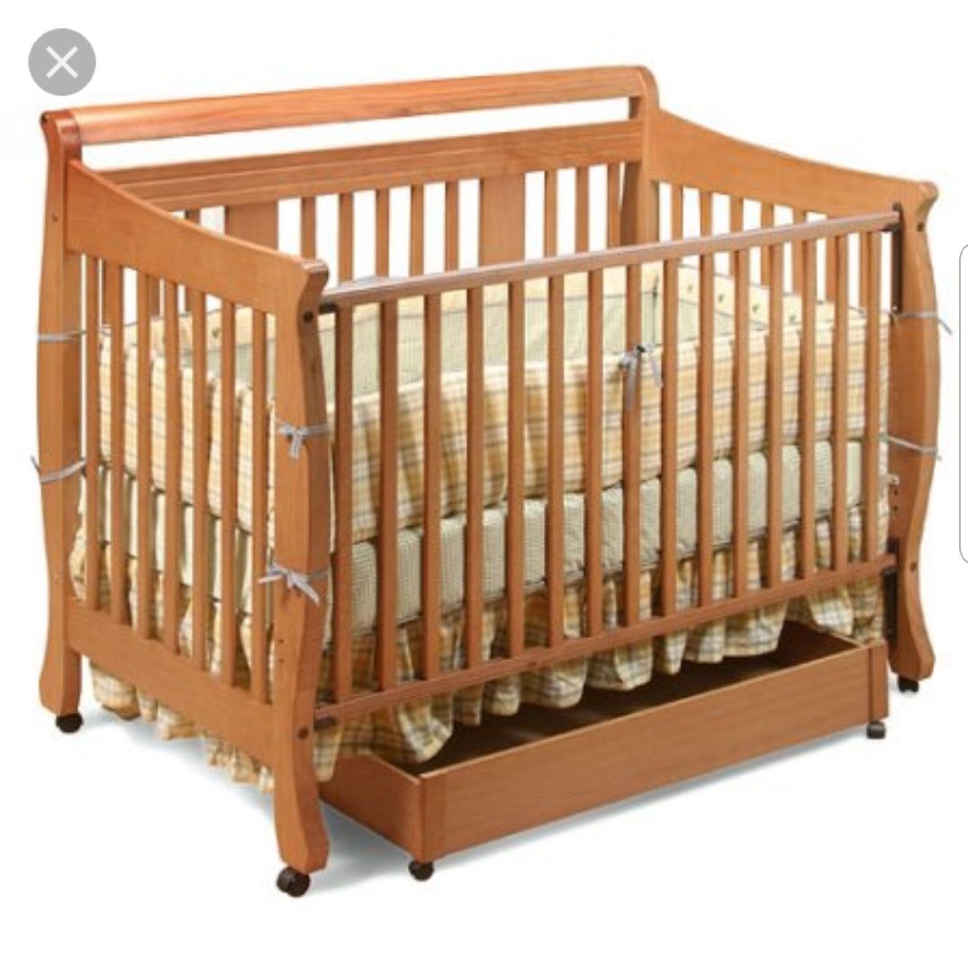 Wooden Baby Crib With Under Storage