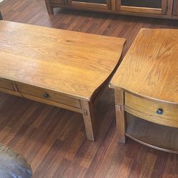 Wood Coffee Table & End Table Set