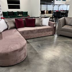 L Sectional Sofa With Round Chaise - Muebles Modernos 