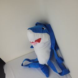 Tom’s Toy International Blue Plush Shark Critter Backpack 13” Zipper Pocket