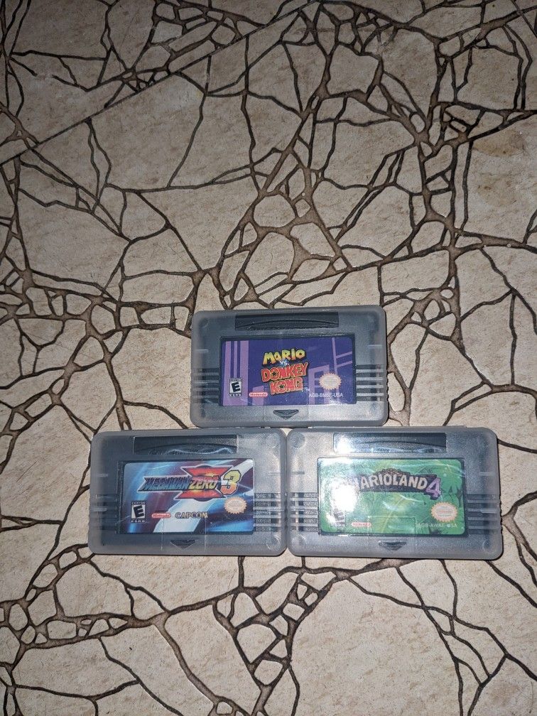 3 Games Wario land & Mario Vs Donkey Kong & Megaman Zero 3 Mega man Game Boy Gameboy Advance GBA Cartridges