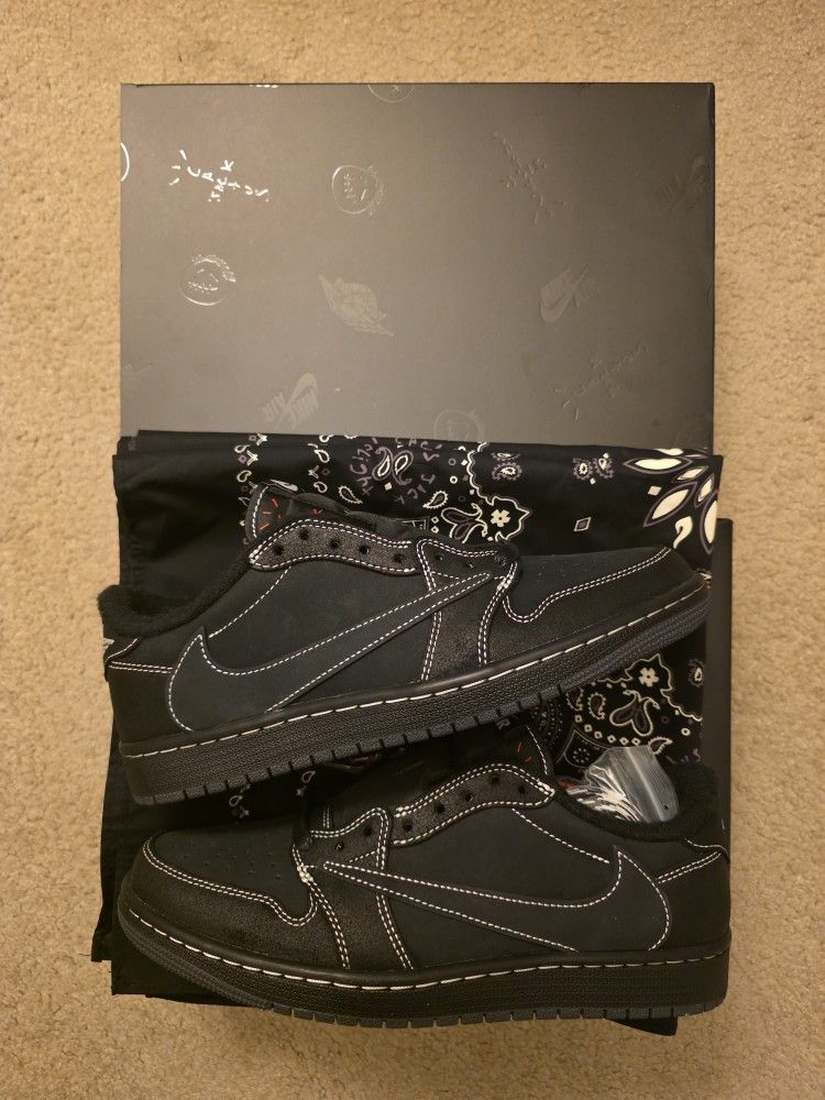 Jordan 1 Low Travis Scott Black Phantom Size 9