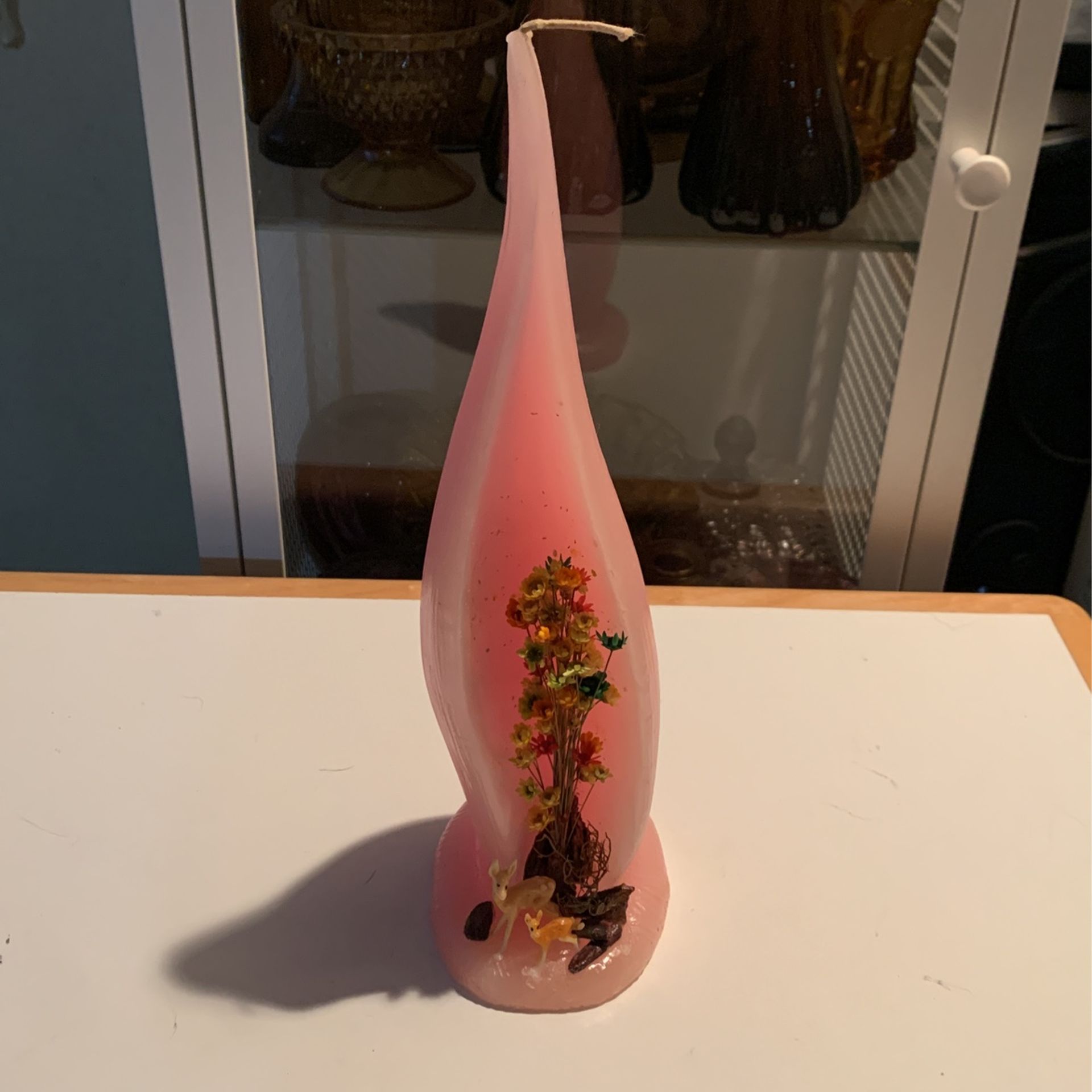 Amazing Vintage Pink Flame Deer Theme Candle 