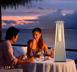 9500 BTU Portable Stainless Steel Tabletop Patio Heater with Glass