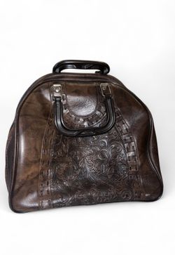 Brown Leather Bowling Bag