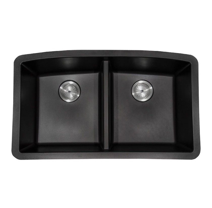 BLACK QUARTZ DOUBLE BOWL 50-50 3219 Undermount Kitchen Sink