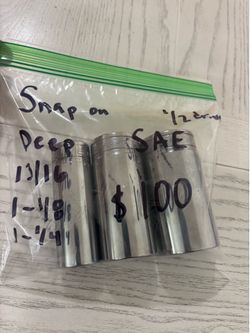 Snap-on 1/2” Drive SAE Deep Socket Lot TS261 TS361 TS401 13/16” 1-1/8” 1-1/4” USA