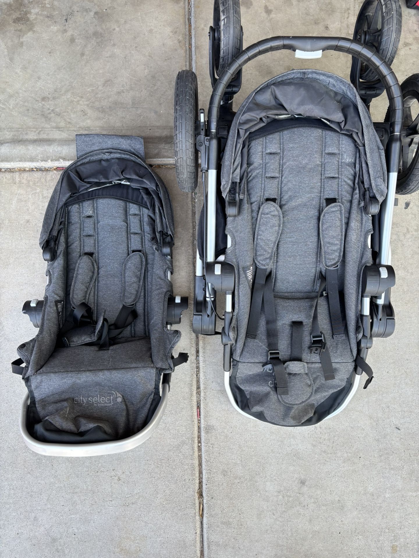Gray/ Double Seated Baby Jogger City Select Stroller