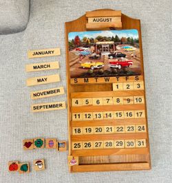 Wooden Perpetual Wall Calendar with Tiles