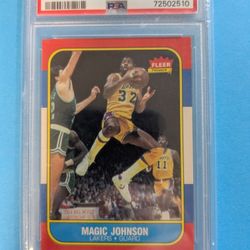 1986 Fleer Magic Johnson PSA Near Mint 7