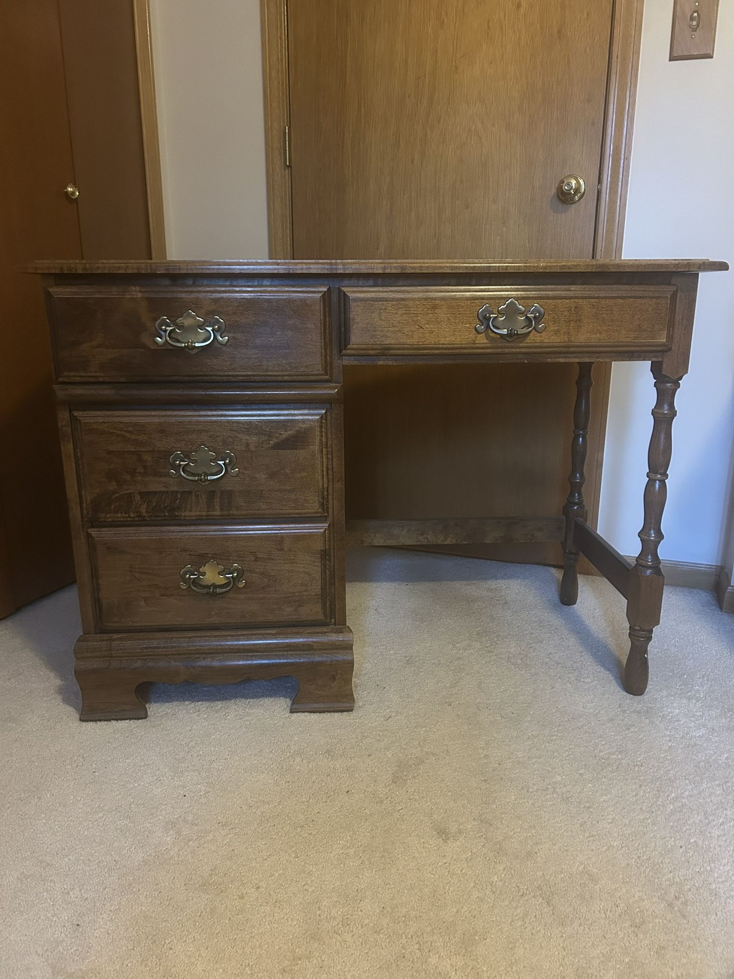 Vintage 1960’s Ethan Allen Wood Writing Desk Sold Private Label Through Marshall Fields