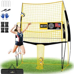 PodiuMax Volleyball Training Equipment, 11x8FT Adjustable 6.5–8 ft, Volleyball Practice Net for Serve & Spike, 2-in-1 Train & Play, Fast Setup, Stable