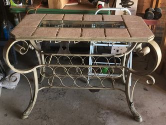 Beautiful wrought iron,glass and tile luxury wine and glass table