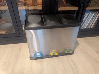 Stainless Steel 3-Compartment Step Trash and Recycling Bin