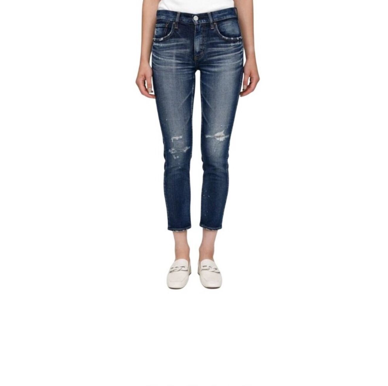 MOUSSY Vintage Distressed Lancaster Skinny Dark Blue Denim Jeans SZ 25