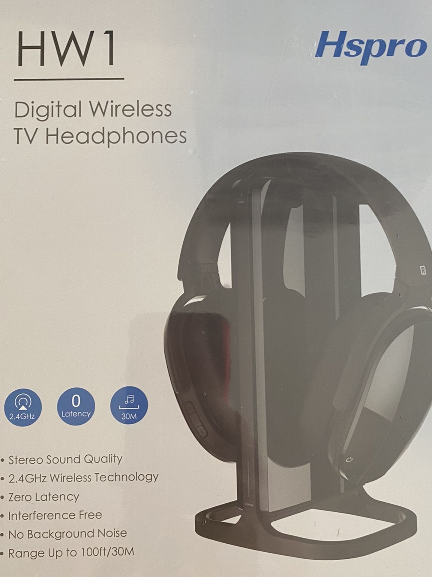 Wireless TV Headphones, Over Ear Headsets with Wireless 2.4GHz RF Transmitter Charging Dock, Rechargeable Digital Stereo Headsets for Watching TV Comp