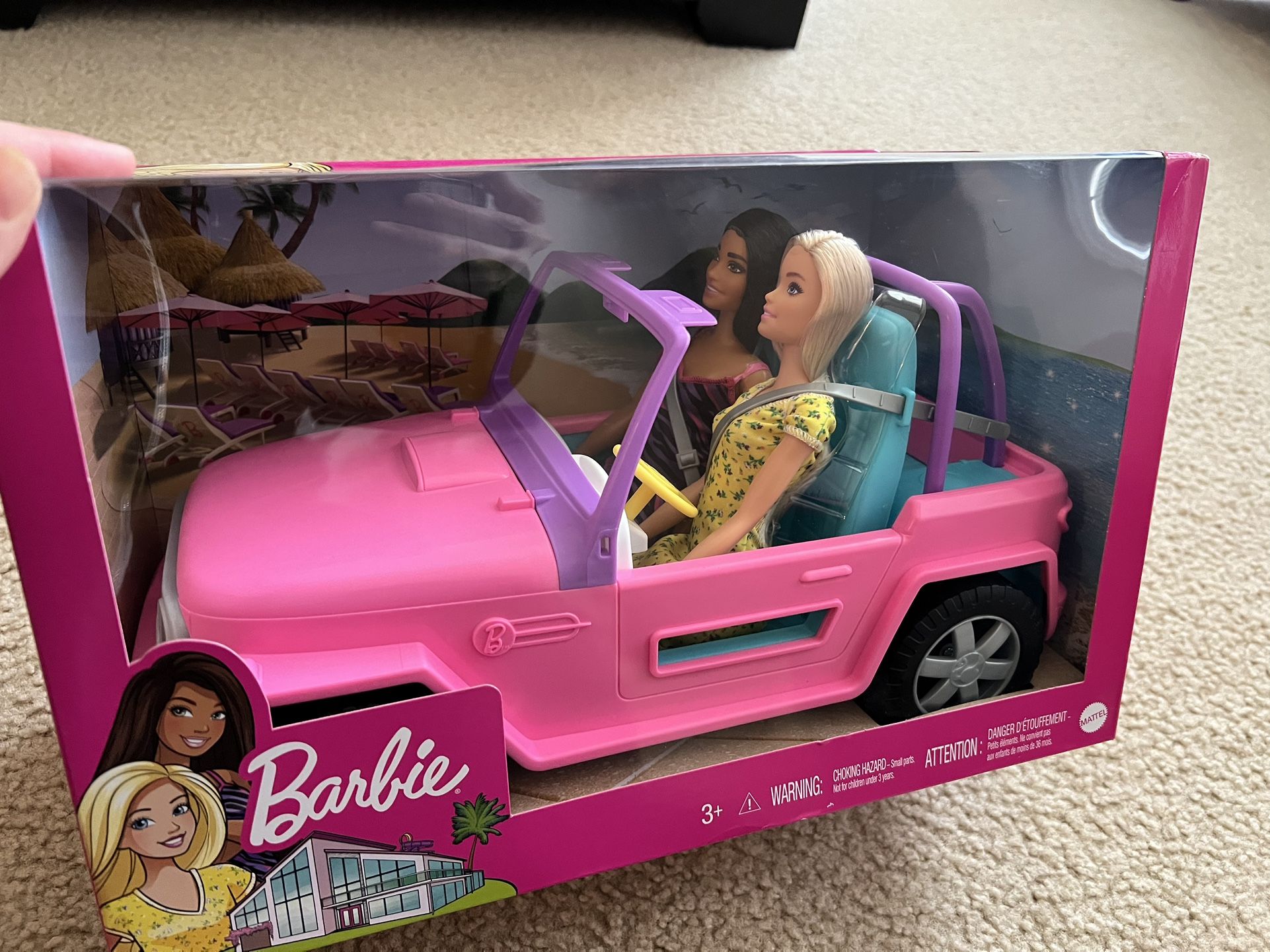 New Barbie Jeep w 2 Dolls - $5